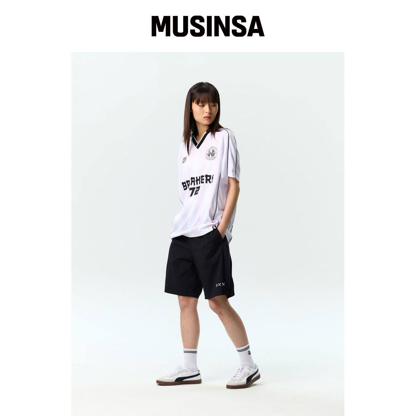 JAMIE WEST BREAKERS 足球条纹项圈T恤(白色) MU韩国官网直邮进口
