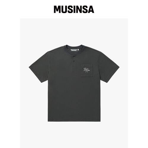 GOALSTUDIO AIR DIY HENLEY NECK BUTTON-UP-CHA韩国官网直邮进口