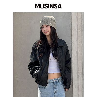 KRUXH CRUSHED 涂层蓝色夹克油黑色韩国官网直邮进口MUSINSA