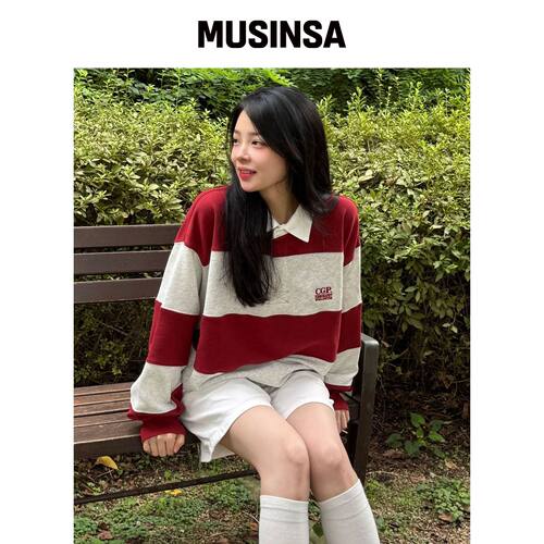 CGP 条纹橄榄卫衣_深红色 MUSINSA韩国直邮官方正品