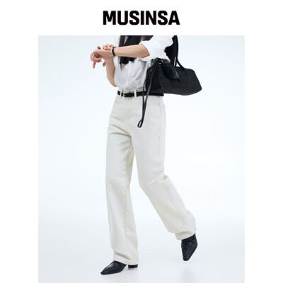 PORTERNA ESSENTIAL SEMI WIDE JEANS - 象牙色韩国官网直邮进口