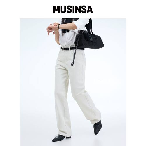 PORTERNA ESSENTIAL SEMI WIDE JEANS - 象牙色韩国官网直邮进口