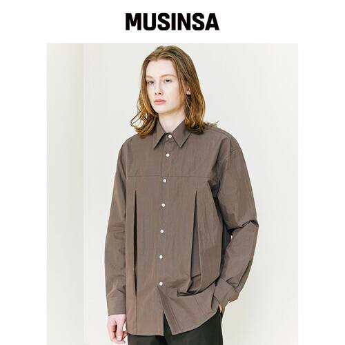 SSY (Compact Cotton)双开叉宽松衬衫 棕色韩国官网直邮进口
