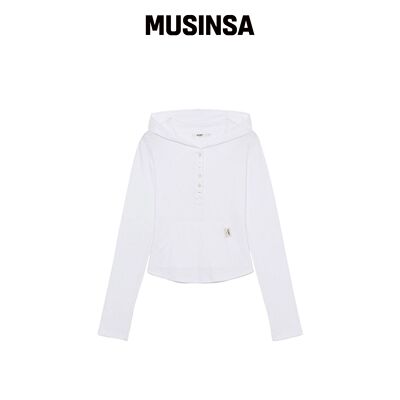 GLOWNY G FINE BUTTON HOODIE (WHITE) MUSINSA韩国官网直邮进口