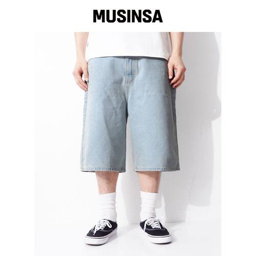 QT8 GARMENTS LB Denim 宽松百慕大短裤（冰蓝色韩国官网直邮进口