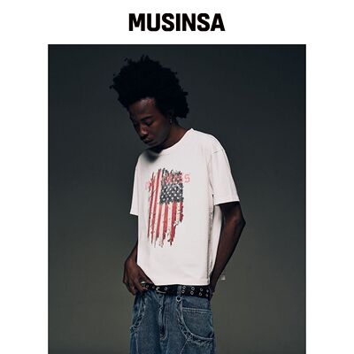 CORNERBLESS STARS AND STRIPES 半袖白色 cropp韩国官网直邮进口