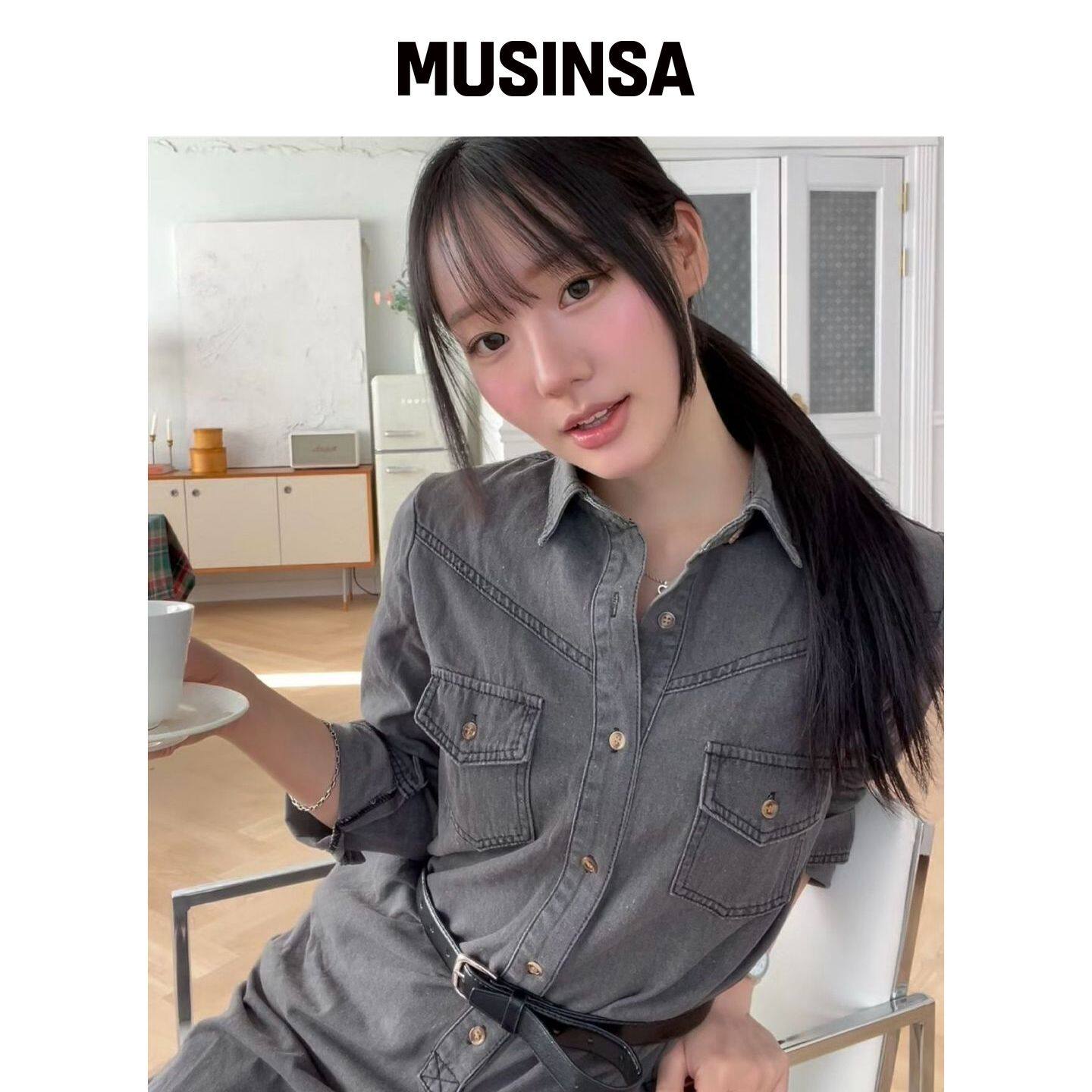 SLOWLOLLI 牛仔衬衫裙_2种颜色 MUSINSA韩国官网直邮进口