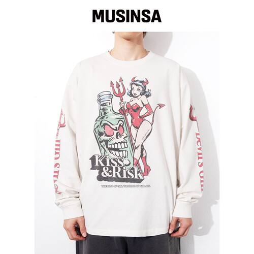 QT8 GARMENTS RG Kiss & Risk 水洗长袖衫 (米色韩国官网直邮进口