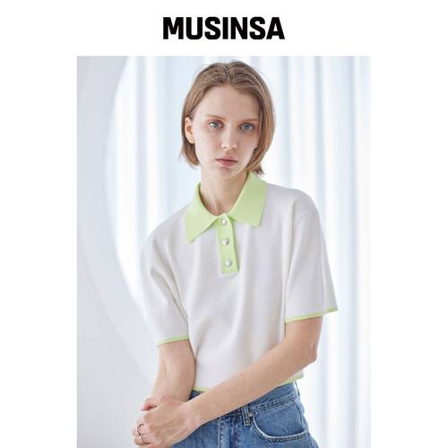 AYIHOLIC CASHMERE 拼色短款Polo衫 MUSINSA韩国直邮官方正品