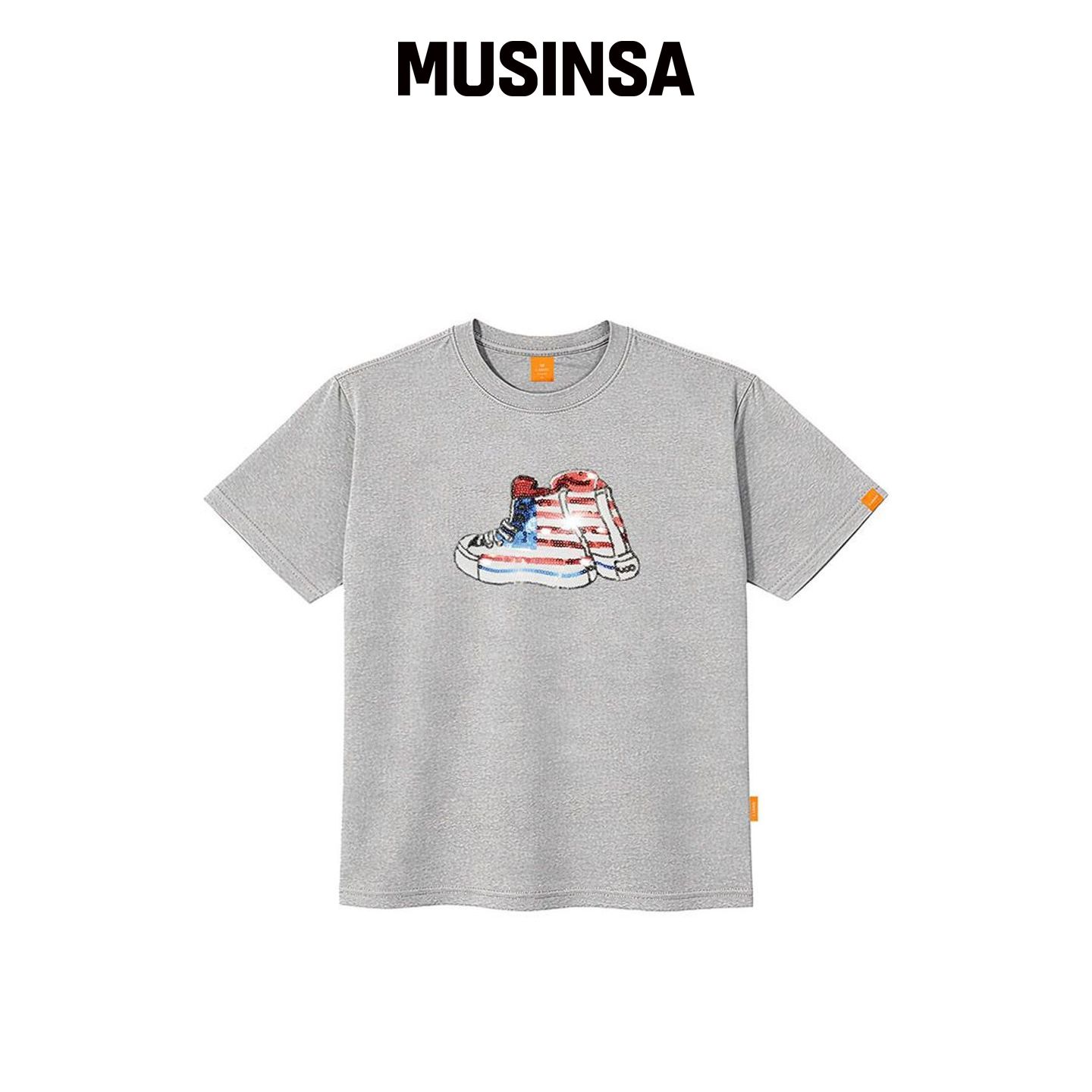 LLAMO 亮片运动鞋短袖T恤男女通用大码 S~4XL MU韩国官网直邮进口