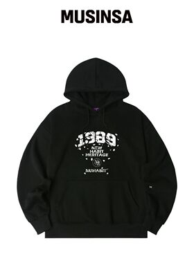 NUHABIT N/H CRACK NHH LOGO 背带裤绒面连帽卫_韩国官网直邮进口
