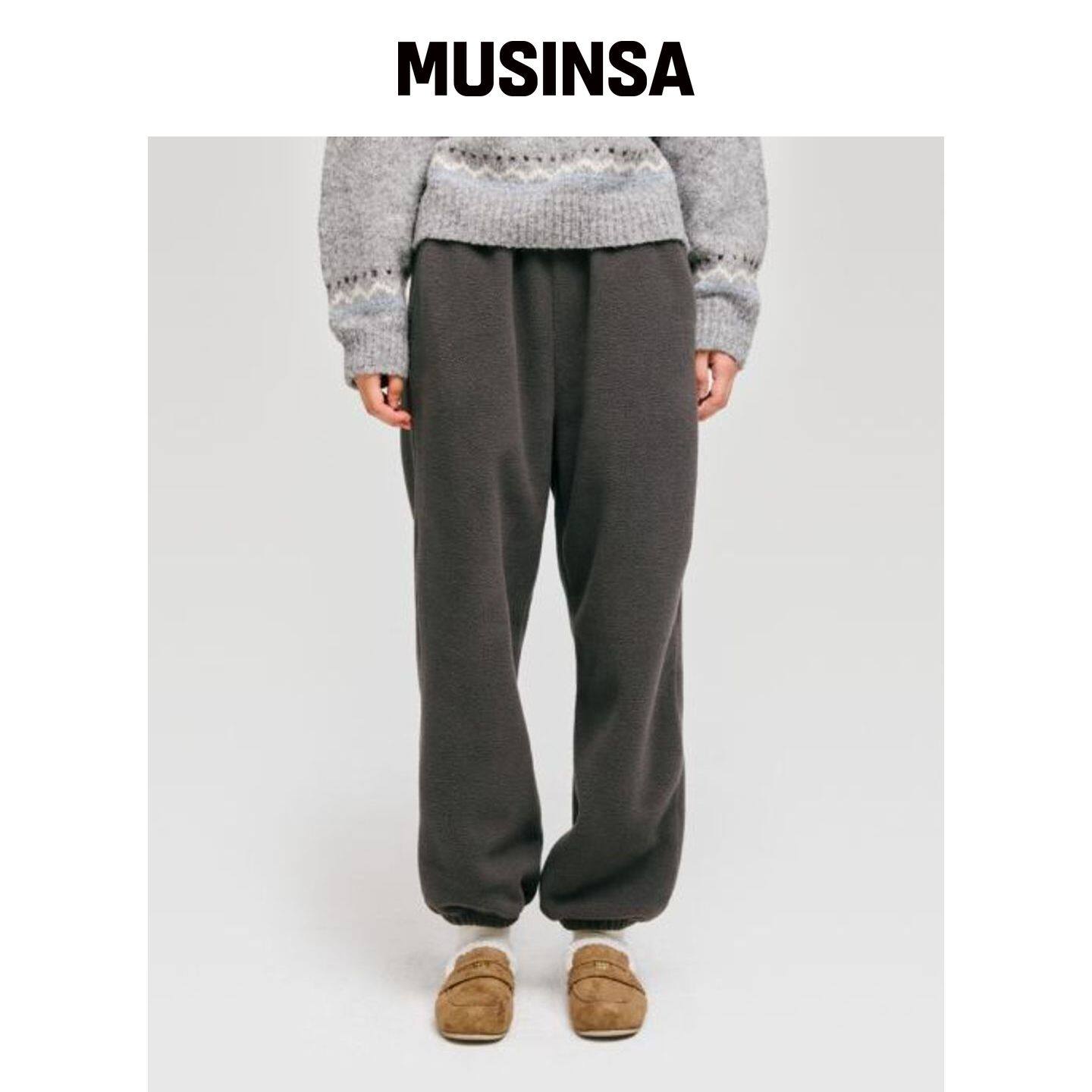 DEPOUND 抓绒松紧裤 [茶灰色] MUSINSA韩国官网直邮进口
