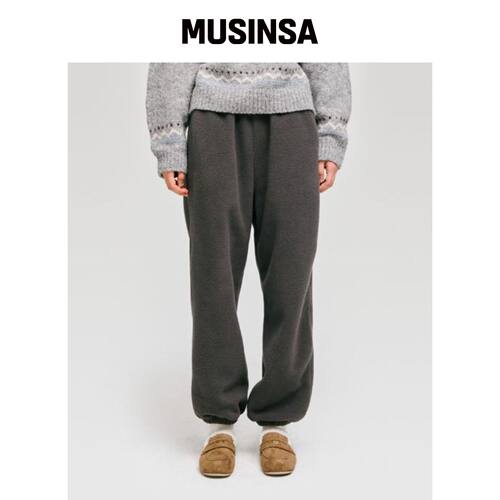 DEPOUND 抓绒松紧裤 [茶灰色] MUSINSA韩国官网直邮进口