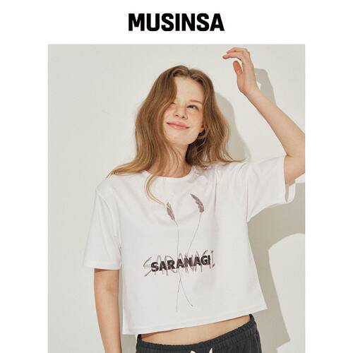 SARANAGI SE0522-CROP T-SHIRT（白色） MUSINSA韩国官网直邮进口