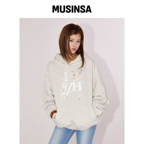 YOUHEE I LOVE YH 连帽卫衣_燕麦色 MUSINSA韩国官网直邮进口