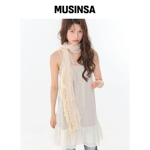 EXPIRED GIRL 毛边流苏围巾·奶油色 MUSINSA韩国官网直邮进口
