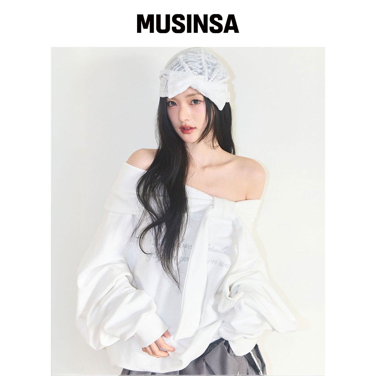 ILLIGO 纯色露肩卫衣 白色 MUSINSA韩国直邮官方正品图片