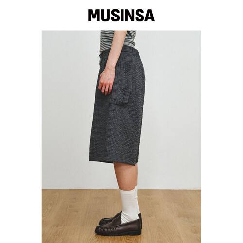 PLZPROJECT GRID CHECK BERMUDA PANTS, 黑色 MU韩国官网直邮进口