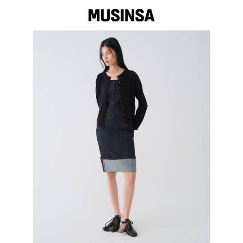 CENTAUR.KR TURN-UP 牛仔吊带裙_蓝色 MUSINSA韩国官网直邮进口