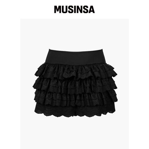 ROUGHNECK 蕾丝裙裤 黑色 MUSINSA韩国直邮官方正品