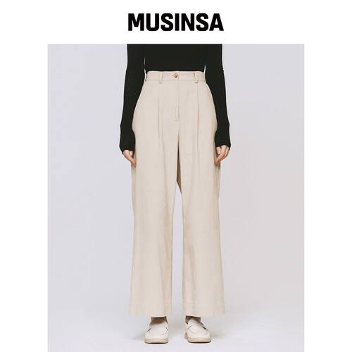 MONOPHOBIA COTTON WIDE DREAM PANTS BEIGE 棉韩国官网直邮进口
