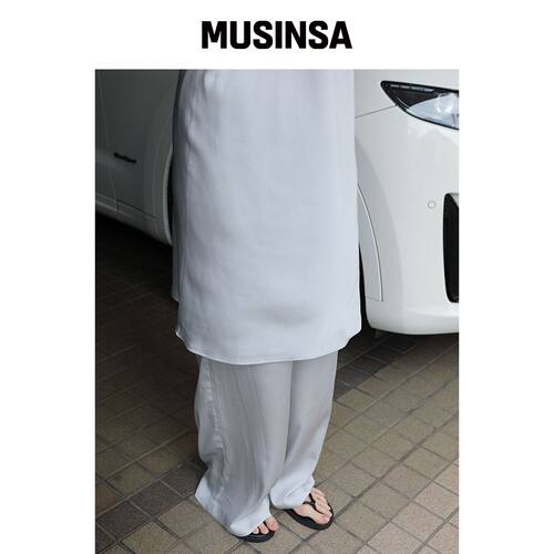 OPHEDEN 银色缎面宽裤 MUSINSA韩国官网直邮进口