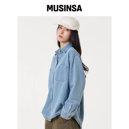 UNKNOWN PLANET 宽松版型牛仔衬衫 蓝色 MUSINSA韩国直邮官方正品