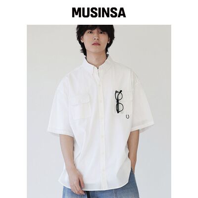 MODERMENT 伸展多口袋宽松版短袖衬衫 [白色] MU韩国官网直邮进口