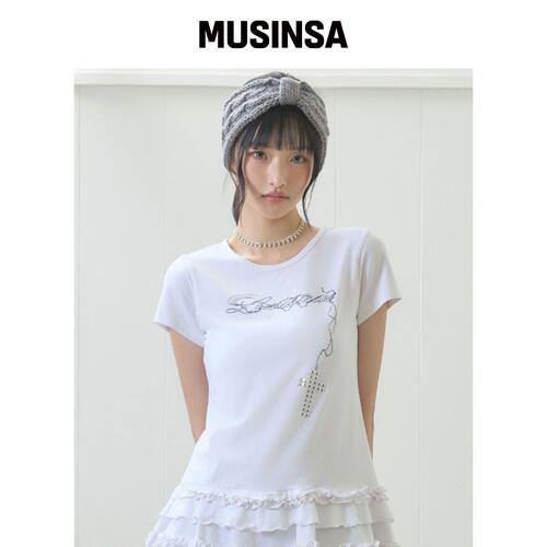 LUVISTRUE EL CROSS FRILL TEE（白色）韩国官网直邮进口