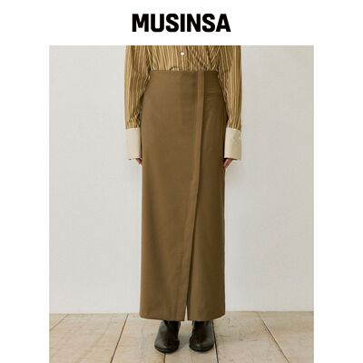 LUCIR ZU Wrap Maxi Skirt (棕色)韩国官网直邮进口MUSINSA