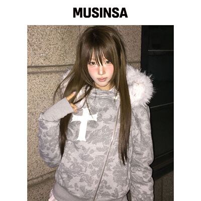 LUVISTRUE 连帽外套灰色早秋上衣潮流MUSINSA韩国官网直邮进口