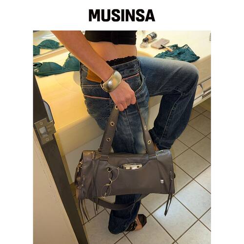 DEPC EYELET LEATHER BAG (VER.3) - 灰色 MUSIN韩国官网直邮进口
