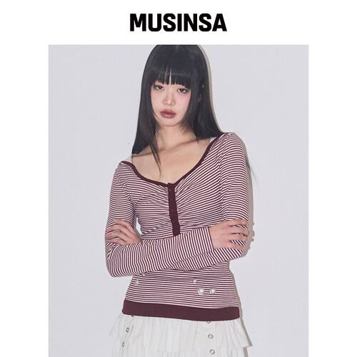 ILLIGO LEIUR 条纹连帽卫衣酒红色 MUSINSA韩国官网直邮进口