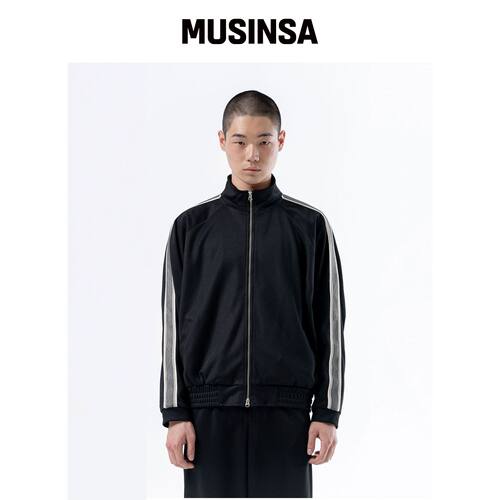 DUCKDIVE 胶带拉链衫田径上衣黑色 MUSINSA韩国官网直邮进口
