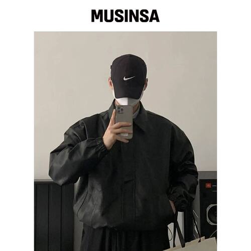 NUS YEI KARA LEATHER JACKET (VLACK)韩国官网直邮进口MUSINSA