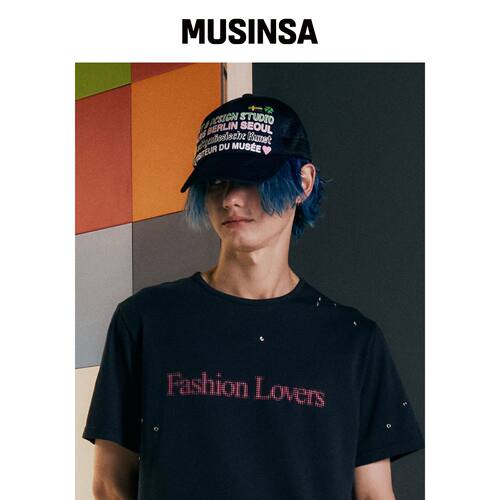 THEMUSEUMVISITOR COLOR TYPO 5片网眼帽（藏青 韩国官网直邮进口