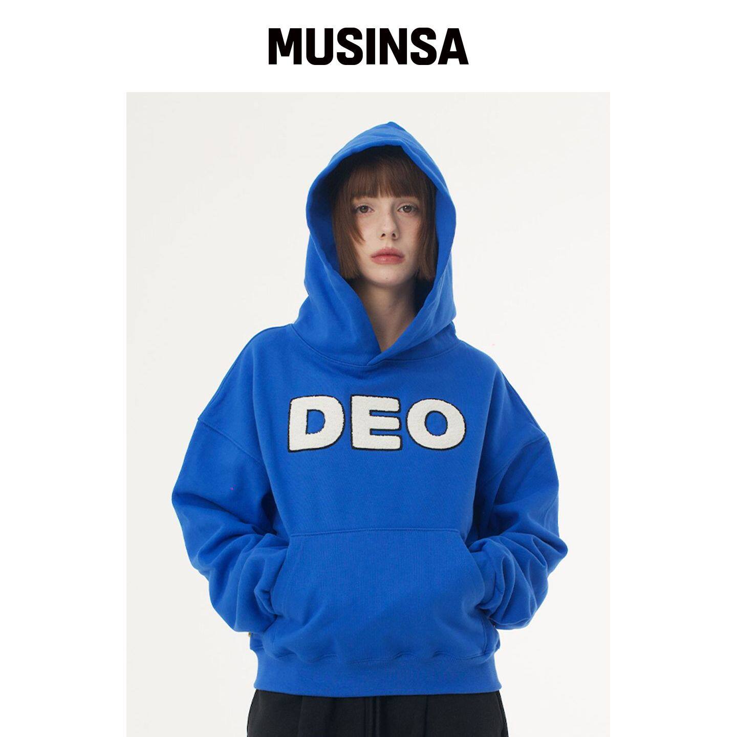 DEOSTATE DEO 女款蓝色连帽卫衣 MUSINSA韩国官网直邮进口