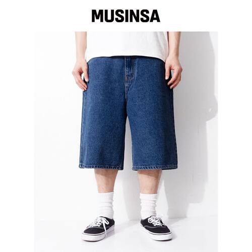 QT8 GARMENTS LB Denim 宽松伯穆达短裤（深蓝色韩国官网直邮进口