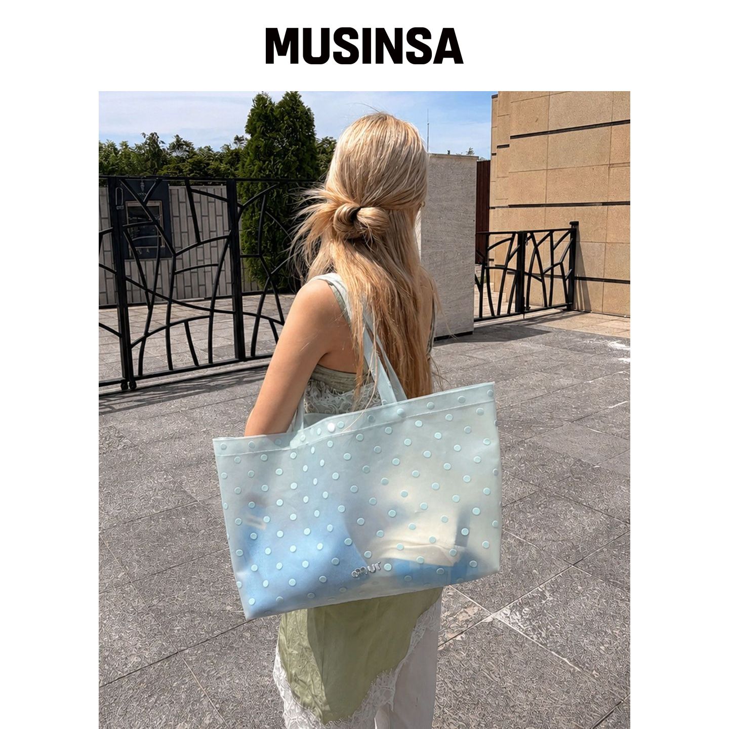 MUR 点点果冻手提包薄荷色水桶包潮流 MUSINSA韩国官网直邮进口