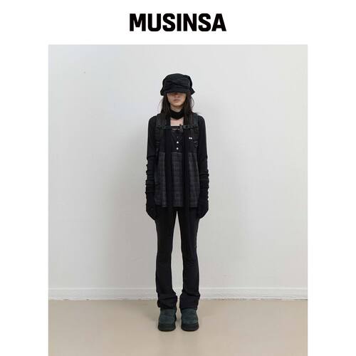 OJOS 开衩喇叭裤 / 黑色 MUSINSA韩国官网直邮进口