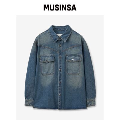 MINAV 石洗牛仔衬衫外套 [Rusty Blue]韩国官网直邮进口