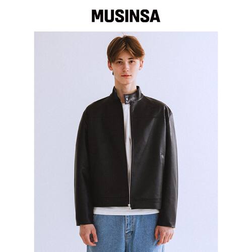 QT8 GARMENTS RG合成皮革摩托夹克（黑色） MUSI韩国官网直邮进口