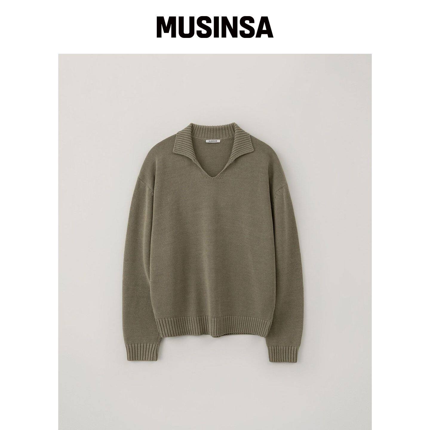 BLANKROOM V领针织衫_NATURAL KHAKI MUSINSA韩国直邮官方正品