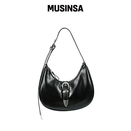 CURETTY C DOUBLE BELT MINI HOBO BAG_黑色韩国官网直邮进口