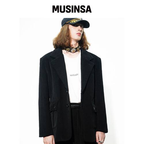 UNTAGE 黑色灯芯绒西装外套[UNISEX]_UTO-FB91韩国官网直邮进口