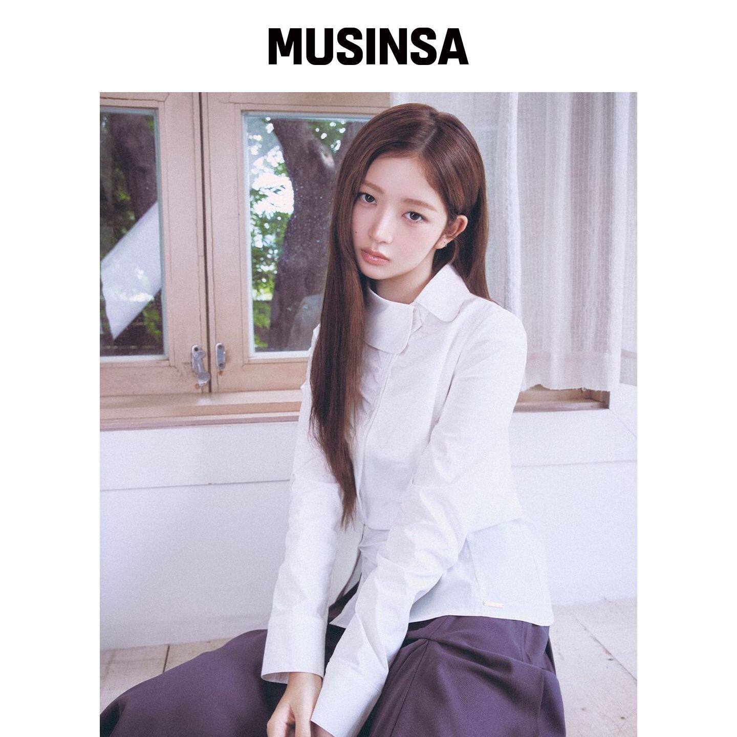 MISEKI SEOUL 不对称褶皱纽扣衬衫 白色 MUSINSA韩国官网直邮进口