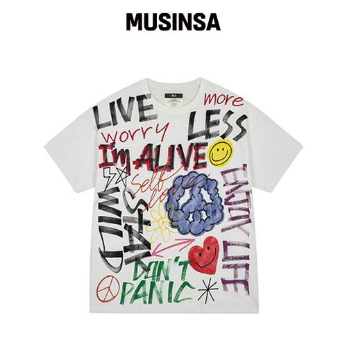 THE MADNESS HAND WORK YL FLOWER T-SHIRTS_WH韩国官网直邮进口