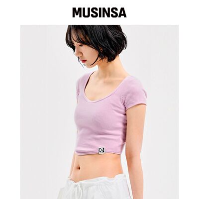 EXTRAORDINARY W RIBBED TEE 粉色 MUSINSA韩国官网直邮进口