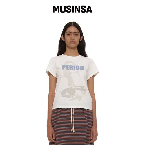 PARTIMENTO WOMEN PERIOE 印花T恤_白色 MUSINSA韩国官网直邮进口