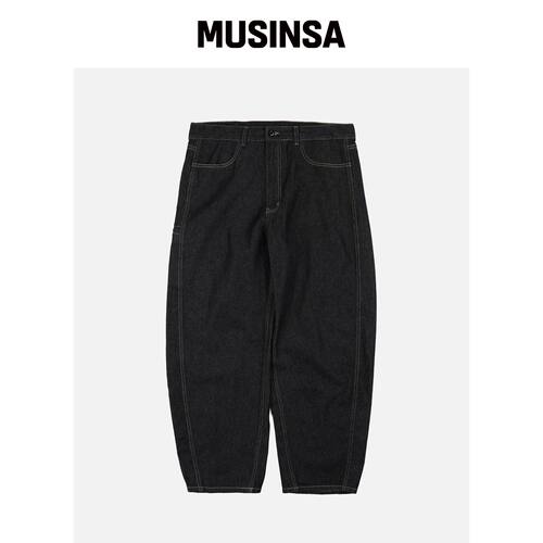 FRIZMWORKS CURVED DENIM PANTS _ 黑色 MUSINSA韩国官网直邮进口